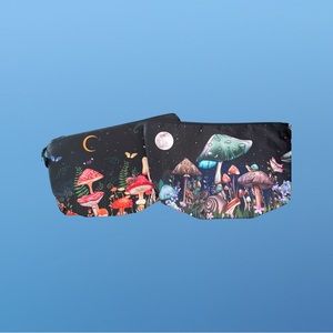 ZIKERVDO Cute Portable Mushroom Print Makeup Bag with Zipper Small Waterproof